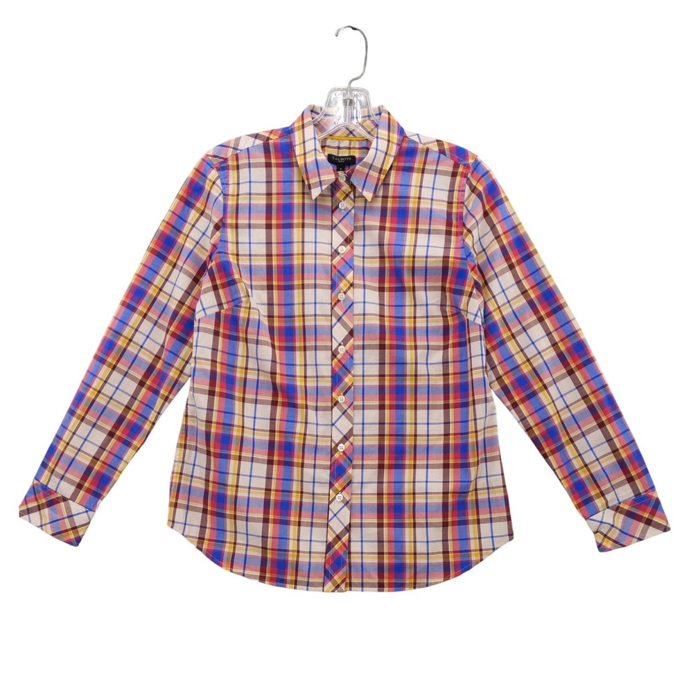 Talbots Plaid Button Down Long Sleeve Collared Shirt Multicolor Petite P